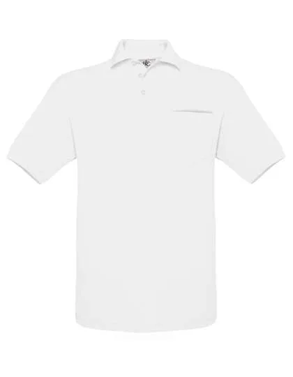 B&C Polo with Chest Pocket made of Organic Cotton, White XXL, BCPU415
