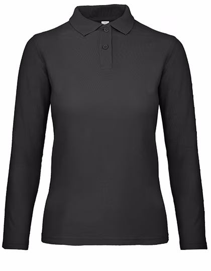 B&C Long-Sleeve Polo Shirt made of Cotton for Women, Heather Grey XXL, BCPWI13