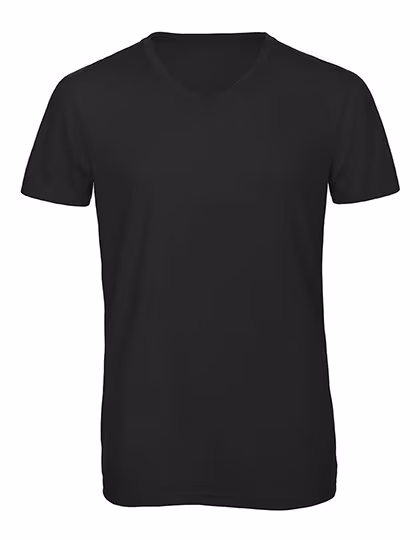 B&C V-Ausschnitt Triblend T-Shirt Herren, Red S, BCTM057