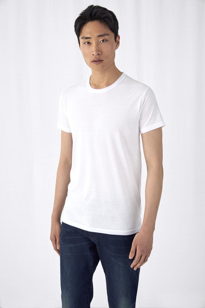 B&C Sublimation T-Shirt aus Recyclingpolyester für Herren, White S, BCTM062