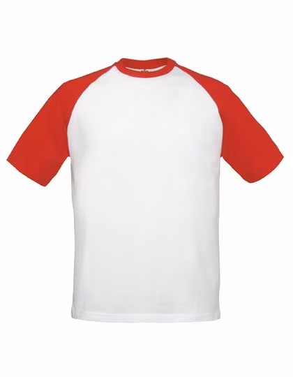 B&C Baseball-T-Shirt mit Raglanärmeln, White/Red M, BCTU020