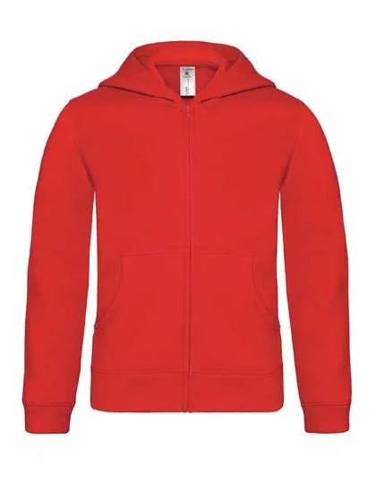 B&C Kapuzensweatshirt mit Reißverschluss für Kinder, Red 7/8 (122/128), BCWK682