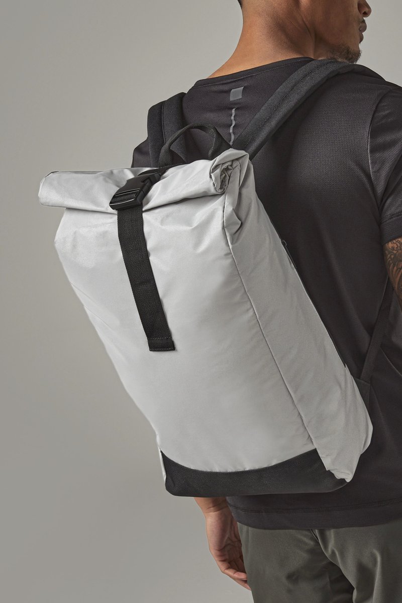 BagBase Zaino Roll-Top Riflettente 15L, Silver Reflective 26 x 43 x 13 cm, BG138