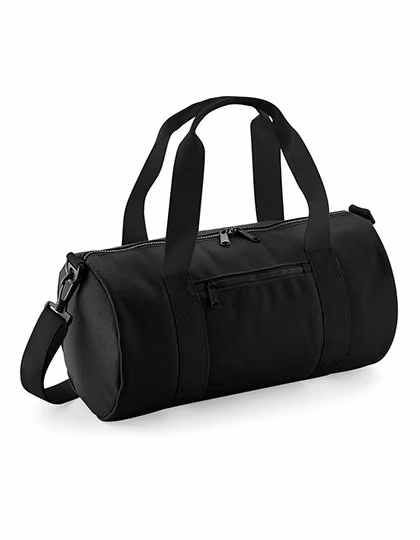 BagBase Mini borsa Barrel con tasca canguro, Black/Black 40 x 20 x 20 cm, BG140S
