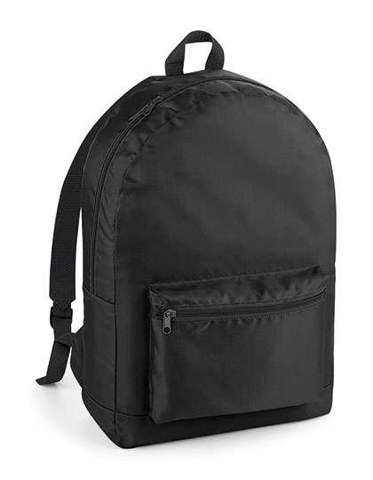 BagBase Ultraleichter Packaway Rucksack 20L, Black/Black 31 x 45 x 16 cm, BG151