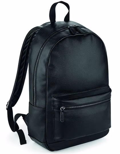 BagBase Sac à dos en simili cuir avec fermeture éclair, Black 31 x 47 x 16 cm, BG255