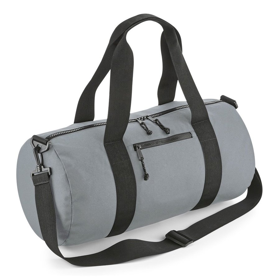 BagBase Recycelte Barrel-Tasche mit Kängurutasche, Black 50 x 25 x 25 cm, BG284
