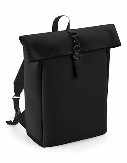 BagBase Matte PU Roll-Top Laptop-Rucksack, Black 28 x 43 x 13 cm, BG335