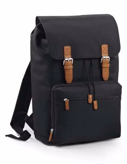 BagBase Vintage Laptop Rucksack mit Kordelzug, Graphite Grey/Black 30 x 46 x 17 cm, BG613