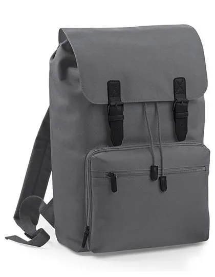 BagBase Vintage Laptop Backpack with Drawstring, Graphite Grey/Black 30 x 46 x 17 cm, BG613