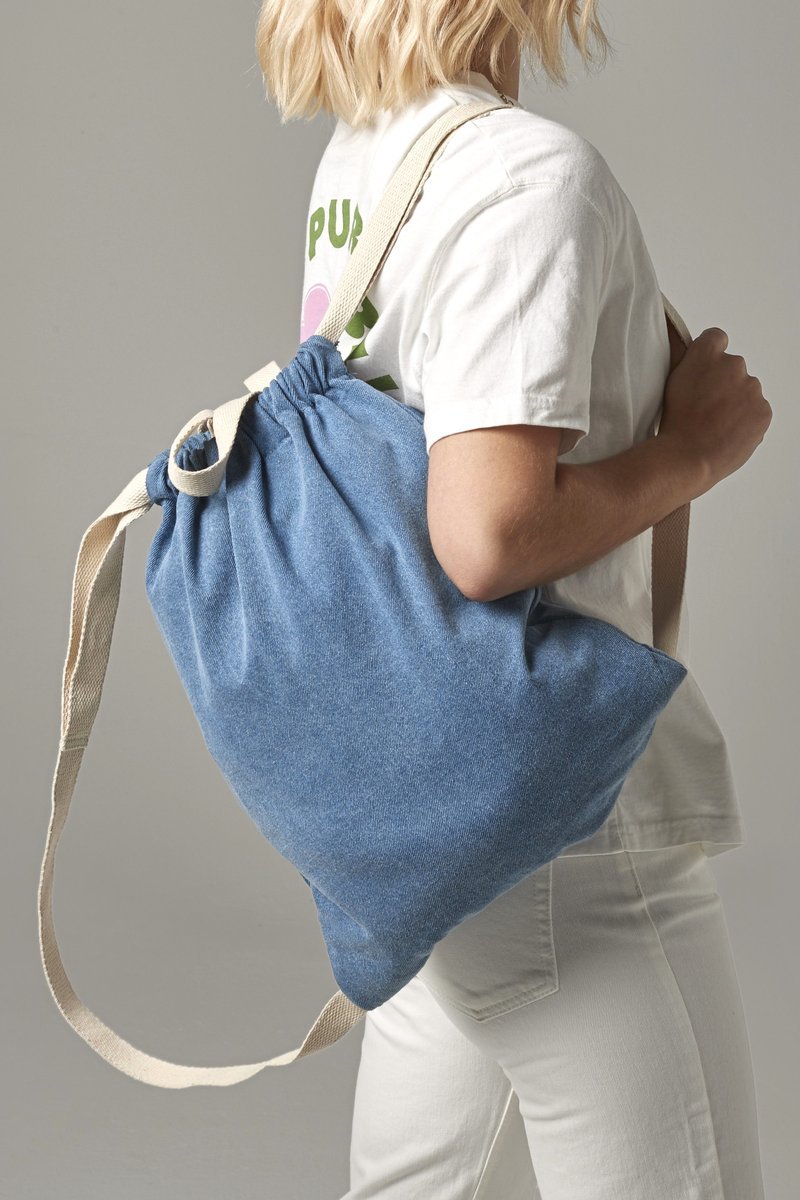 BagBase Denim Gymsac mit Tunnelzugverschluss, Denim Blue 37 x 46 cm, BG642