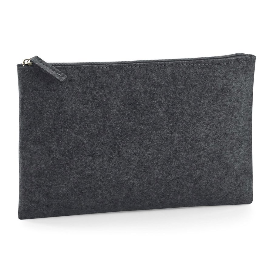 BagBase Filz Accessory Pouch mit Reißverschluss, Charcoal Melange 26 x 17 cm, BG725