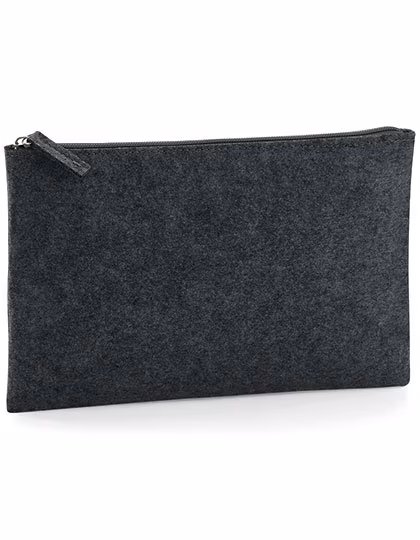 BagBase Filz Accessory Pouch mit Reißverschluss, Charcoal Melange 26 x 17 cm, BG725