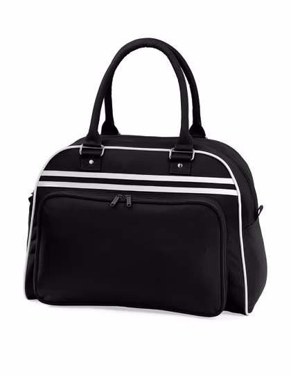 BagBase Retro Bowling Bag with Carrying Handles, Black/White 44 x 31 x 25 cm, BG75