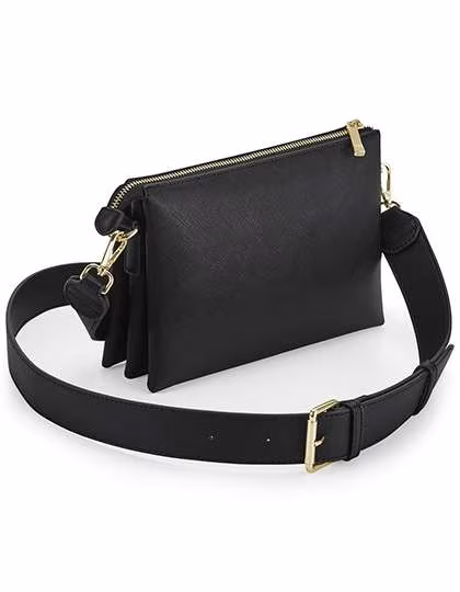 BagBase Boutique Soft Umhängetasche aus PU-Kunstleder, Black 23 x 3.5 x 16 cm, BG759