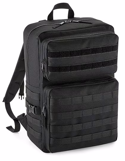 BagBase MOLLE Tactical 25L Rucksack mit Taschen, Black 30 x 45 x 22 cm, BG848