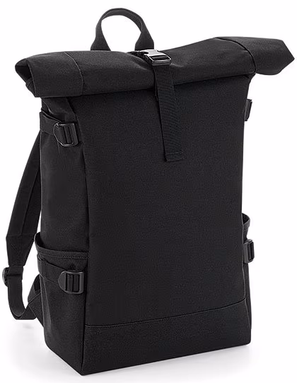 BagBase Block Roll-Top Rucksack mit Laptopfach, Black/Black 28 x 48 x 15 cm, BG858