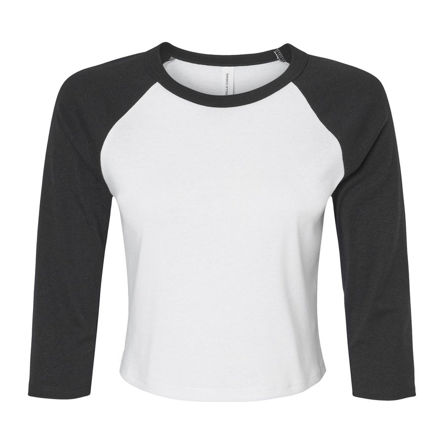 Bella+Canvas Micro Rib 3/4 Raglan T-Shirt für Damen, Athletic Heather/Black XS, BL1200