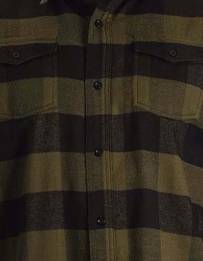 Burnside Camicia di flanella a quadri da Donna, Khaki Check L, BU5210