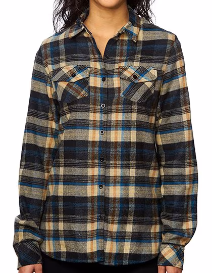 Burnside Flanellhemd mit Karomuster für Damen, Khaki Check L, BU5210