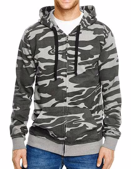 Burnside Kapuzenjacke mit Camo-Design und Reißverschluss, Green Camo XL, BU8615