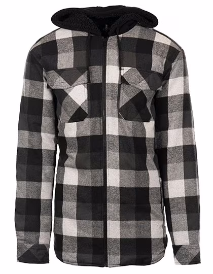 Burnside Flannel Jacket with Sherpa Hood, Red - NavyXX