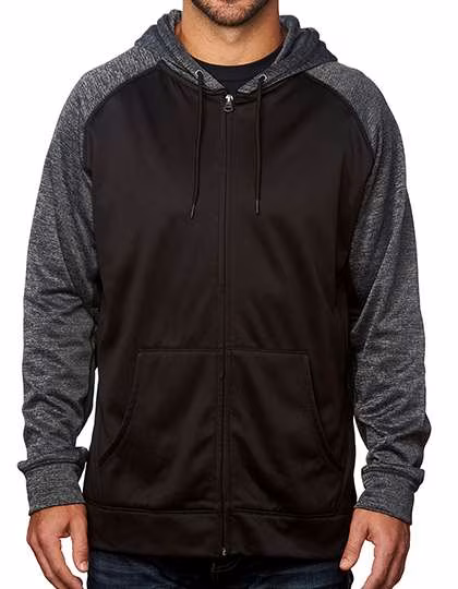 Burnside Leistungsstarkes Raglan Hoodie mit Kängurutasche, Heather Grey/Heather Charcoal S, BU8660