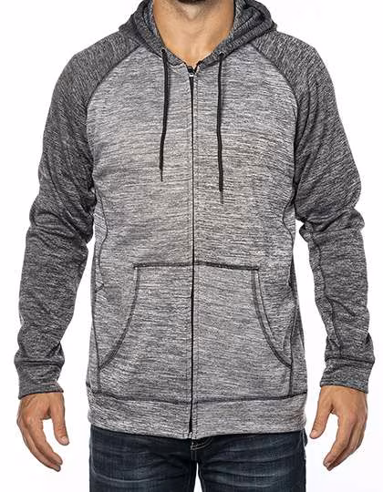Burnside Felpa con cappuccio Raglan performante con tasca canguro, Heather Grey/Heather Charcoal S, BU8660