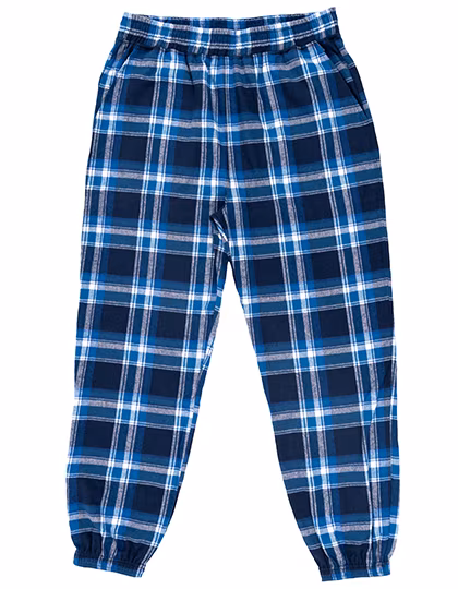 Burnside Karierte Flanell Joggerhose mit Taschen in, Blue - White (Checked) S, BU8810