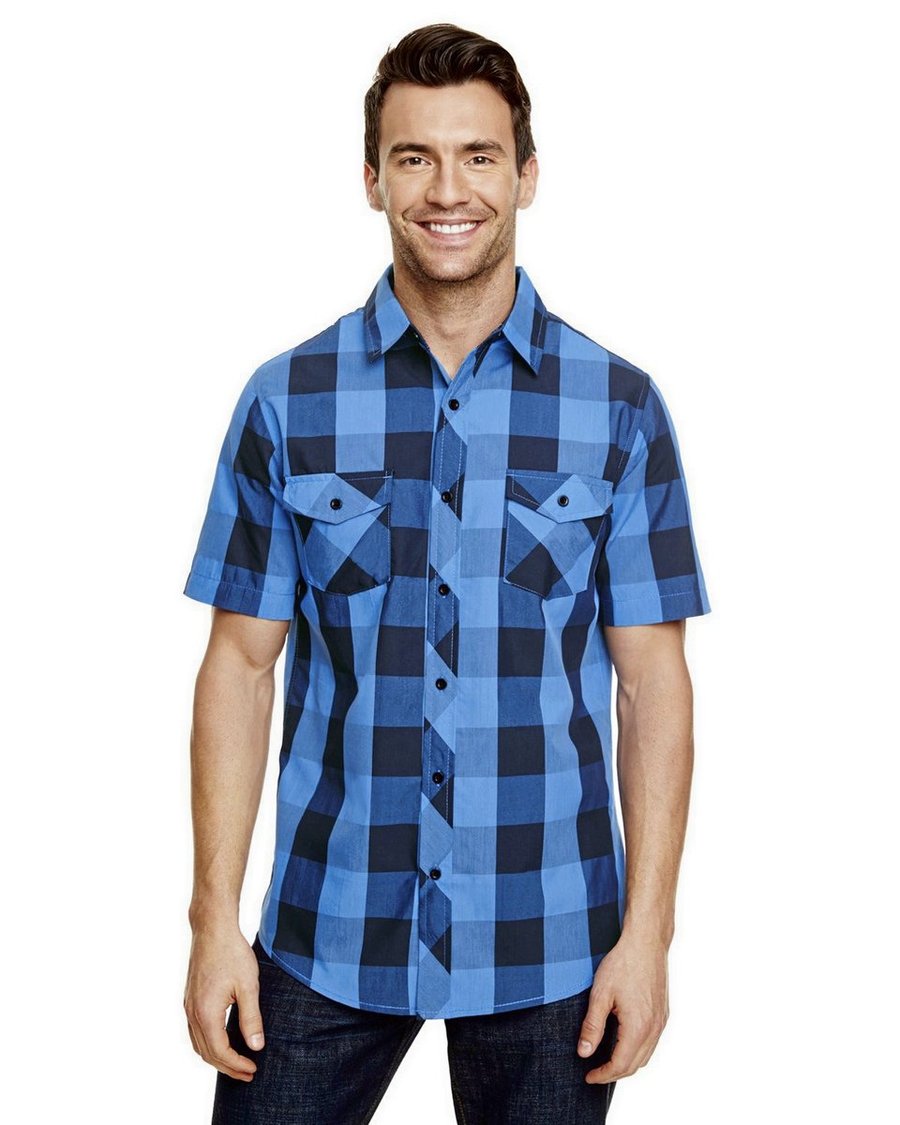 Burnside Buffalo Plaid Flanellhemd mit Brusttaschen, Black - White (Checked) S, BU9203