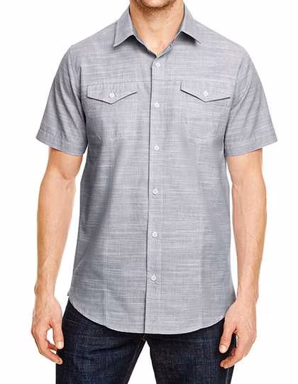 Burnside Camicia business tessuta manica corta, Black (White Heather) S, BU9247