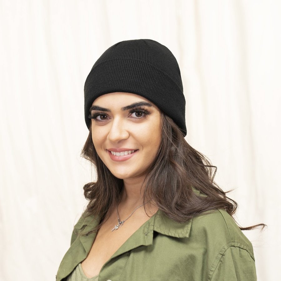 Brain Waves POLYLANA® Cuff Beanie aus recyceltem Garn, Black One Size, BW801952