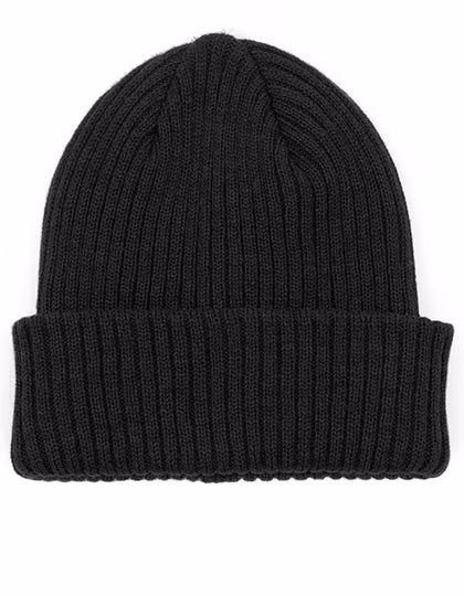Brain Waves Nachhaltiger POLYLANA® Rib Beanie mit Umschlag, Black One Size, BW801953