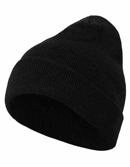 BuildYourBrand Bonnet épais en maille noir avec revers, Black One Size, BY001