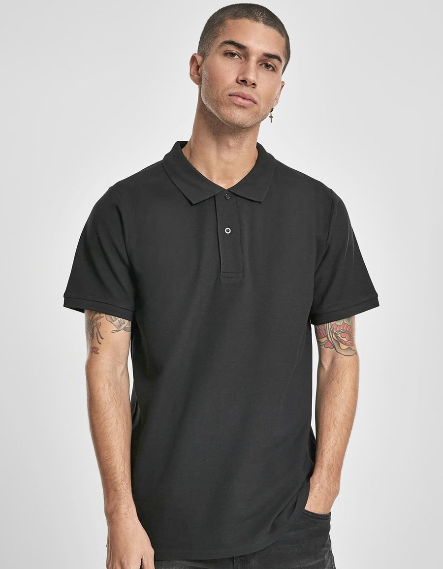 BuildYourBrand Polo Piqué Shirt Slim-Fit Baumwolle in, Heather Grey L, BY008