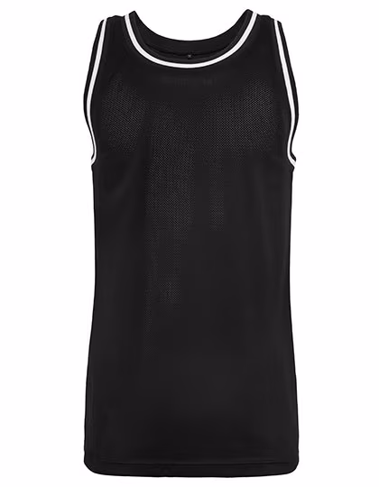 BuildYourBrand Débardeur mesh coupe longue avec bords côtelés, Black/White M, BY009
