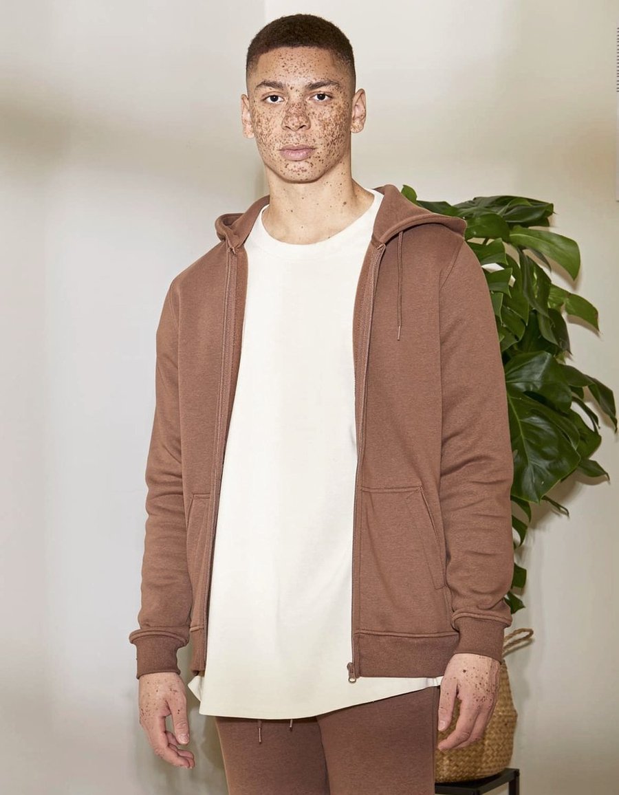 BuildYourBrand Kapuzenpullover mit verdecktem Reißverschluss, Bark S, BY012