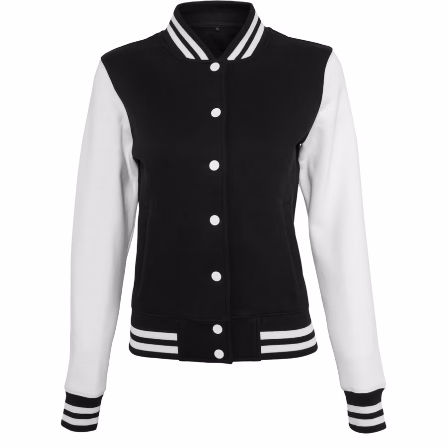 College Jacket with Striped Ribbed Cuffs for Women