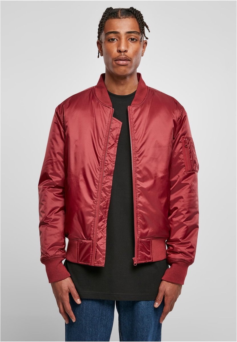 BuildYourBrand Build Your Brand Bomber Jacket Burgundy S (BY030), BY030