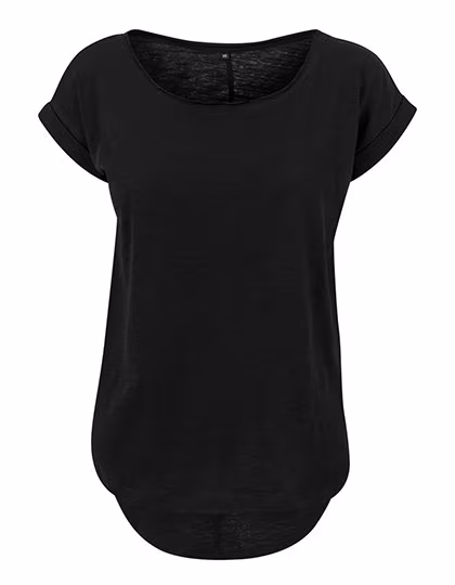 BuildYourBrand Long Slub T-Shirt with Curved Hem for Women