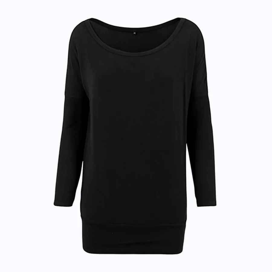 BuildYourBrand Langarm T-Shirt aus Viskose, extra lang, Black XS, BY041