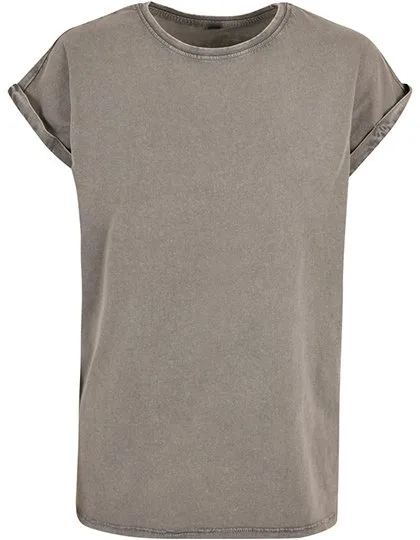 BuildYourBrand Acid Washed T-Shirt mit Schulterdetails für Damen, Asphalt XS, BY053