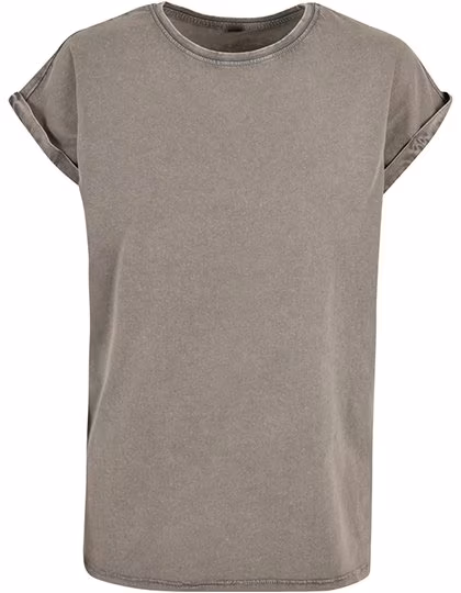 Acid Washed T-Shirt mit Schulterdetails für Damen