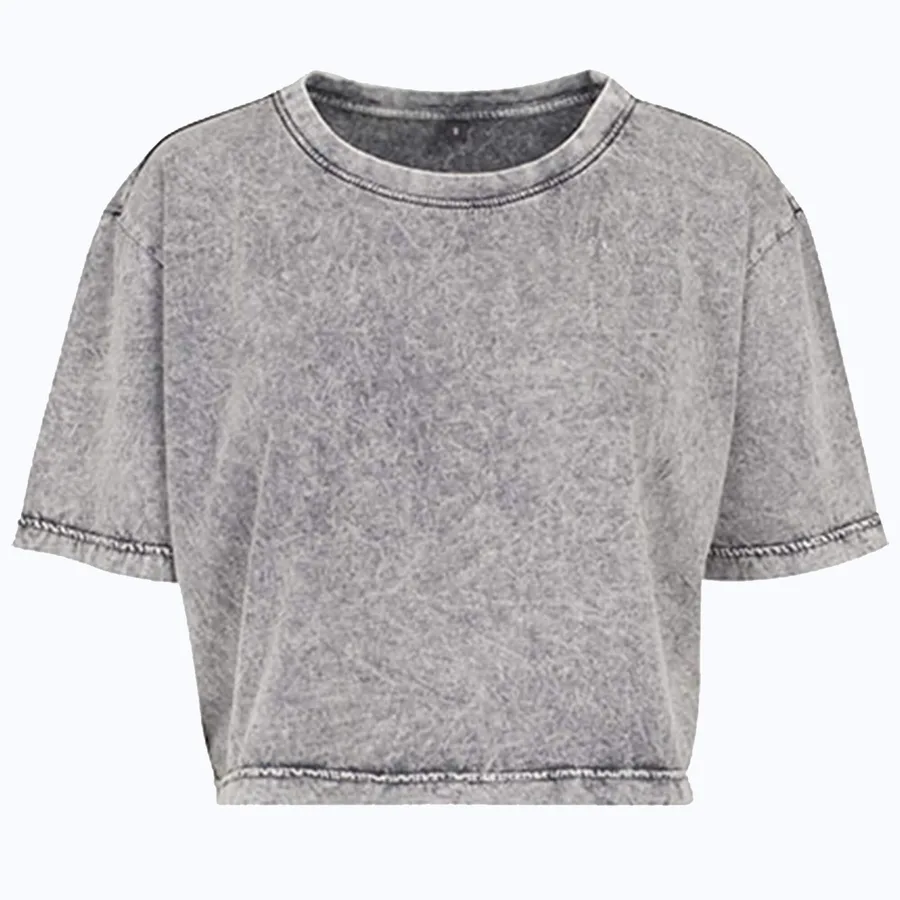 Verwaschenes Damen Crop T-Shirt Baumwolle