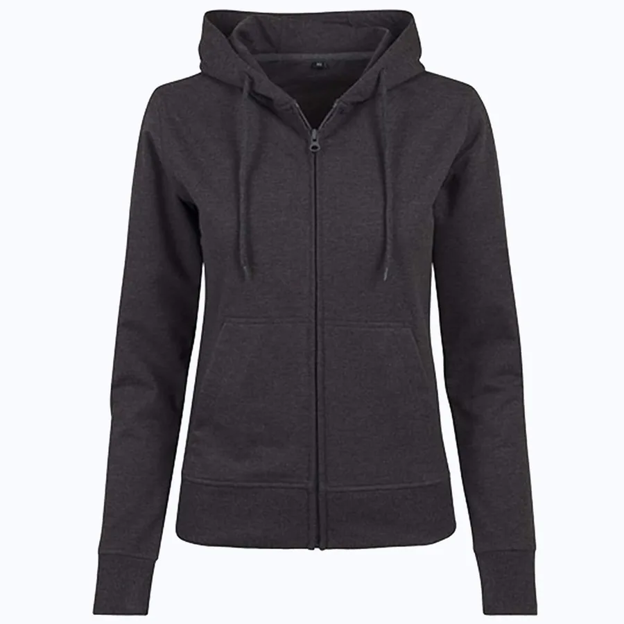 BuildYourBrand Terry Zip Hoody Regular Fit für Damen, Charcoal (Heather) XS, BY069