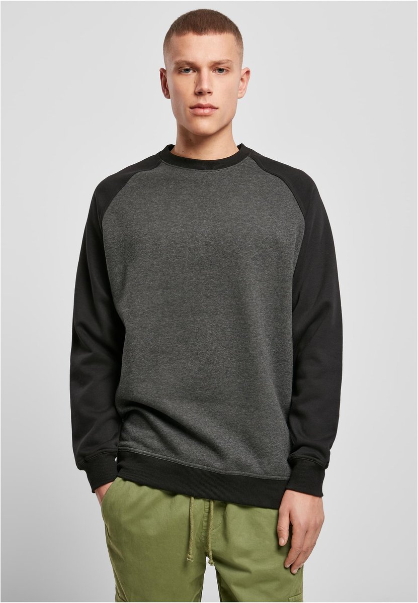 BuildYourBrand Raglan Crewneck Sweatshirt Baumwollmix 250g/m², Black/Charcoal (Heather) S, BY076
