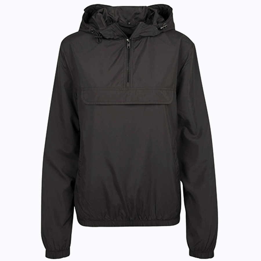 BuildYourBrand Basic Pull Over Jacke, Kapuze für Damen, Black XS, BY095