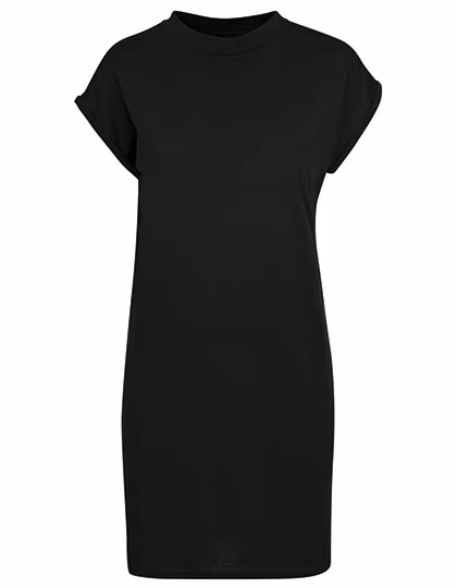 BuildYourBrand Women's Dress with Stand-Up Collar and Shoulder Details, Black XS, BY101