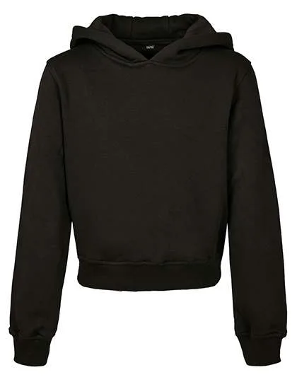 BuildYourBrand Cropped Girls' Sweatshirt with Hood, Black 110/116, BY113