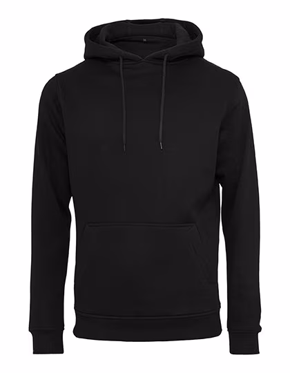 BuildYourBrand Felpa con cappuccio biologica con tasca canguro, nera o bianca